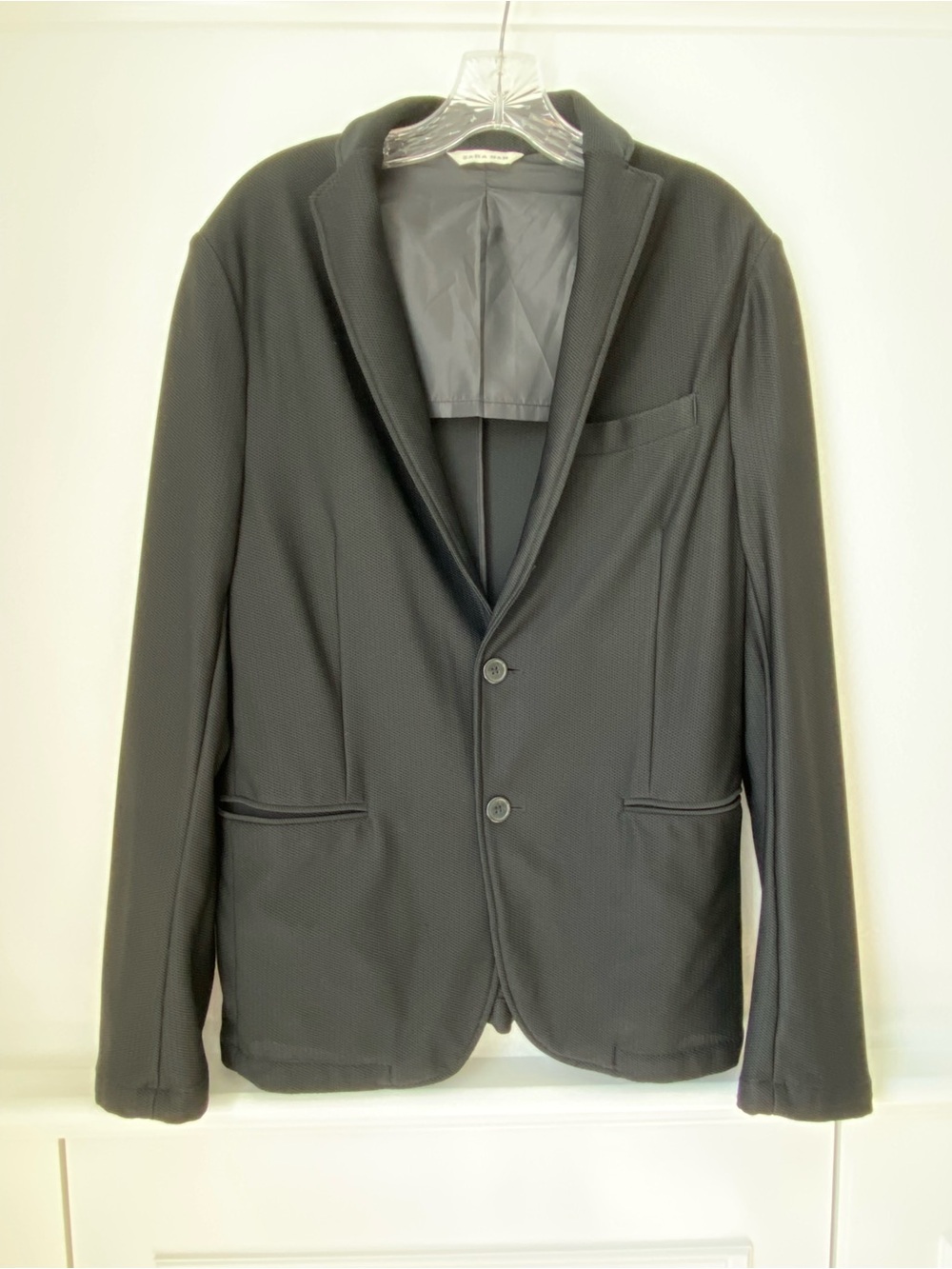 Zara Men's Black Two-Button Mesh Sport Coat